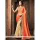 Beige And Orange Faux Chiffon Designer Half N Half Saree