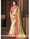 Patch Border Work Green Faux Georgette Classic Saree