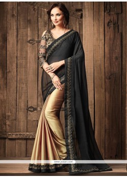 Faux Chiffon Patch Border Work Designer Half N Half Saree