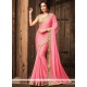 Faux Georgette Pink Patch Border Work Classic Designer Saree