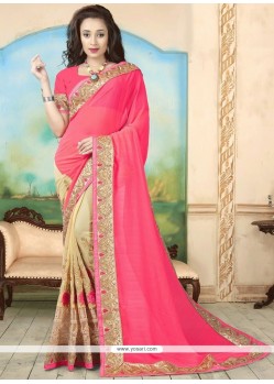 Embroidered Work Faux Chiffon Designer Half N Half Saree