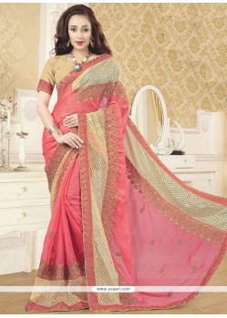 Embroidered Work Pink Classic Designer Saree