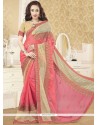 Embroidered Work Pink Classic Designer Saree