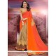 Beige And Orange Designer Half N Half Saree