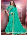 Faux Chiffon Sea Green Classic Saree