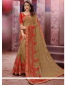 Green Embroidered Work Net Designer Saree