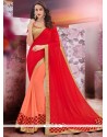 Faux Georgette Embroidered Work Half N Half Saree