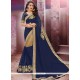 Patch Border Work Navy Blue Classic Saree