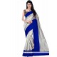 Art Silk Grey And Navy Blue Plain Work Casual Saree