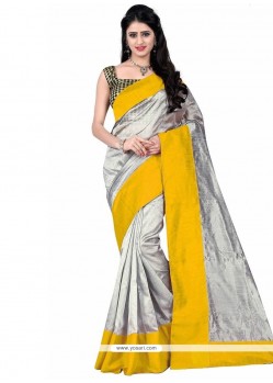 Art Silk Grey And Yellow Casual Saree