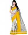 Art Silk Grey And Yellow Casual Saree