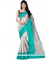 Grey And Sea Green Art Silk Casual Saree