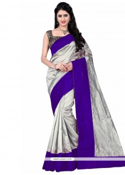 Plain Work Grey And Purple Art Silk Casual Saree