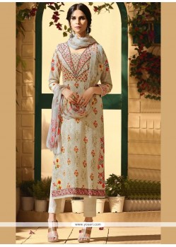Embroidered Work Cotton Satin Multi Colour Pant Style Suit