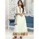 Embroidered Faux Georgette Anarkali Suit In White