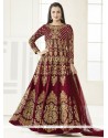 Diya Mirza Crimson Floor Length Anarkali Suit