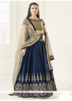Diya Mirza Navy Blue Tafeta Silk Floor Length Anarkali Suit