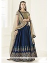Diya Mirza Navy Blue Tafeta Silk Floor Length Anarkali Suit