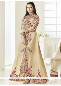 Diya Mirza Beige Floor Length Anarkali Suit