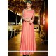 Pink Satin Silk Resham Work Readymade Gown