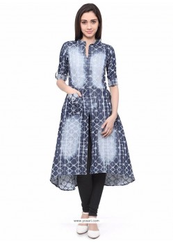 Multi Colour Print Work Party Wear Kurti