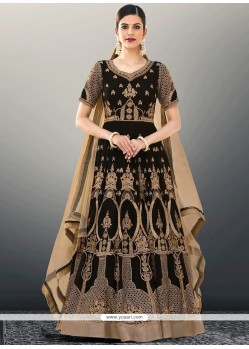 Faux Georgette Black Floor Length Anarkali Suit