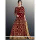 Faux Georgette Maroon Floor Length Anarkali Suit