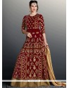 Faux Georgette Maroon Floor Length Anarkali Suit