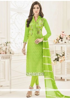 Chanderi Green Churidar Suit