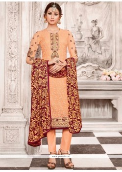 Peach Churidar Designer Suit