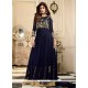 Shilpa Shetty Net Navy Blue Embroidered Work Floor Length Anarkali Suit