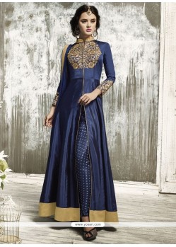 Tafeta Silk Patch Border Work Floor Length Anarkali Suit