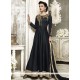 Zari Tafeta Silk Floor Length Anarkali Suit In Black