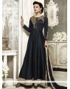 Zari Tafeta Silk Floor Length Anarkali Suit In Black