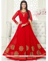 Ayesha Takia Red Faux Georgette Floor Length Anarkali Suit