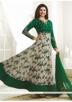 Faux Georgette Green Zari Work Anarkali Suit