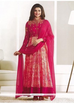 Prachi Desai Zari Work Hot Pink Anarkali Suit