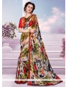 Multi Colour Faux Georgette Printed Saree