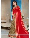 Multi Colour Print Work Faux Georgette Half N Half Saree