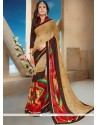 Multi Colour Print Work Faux Georgette Printed Saree