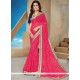 Rose Pink Patch Border Work Faux Georgette Classic Designer Saree