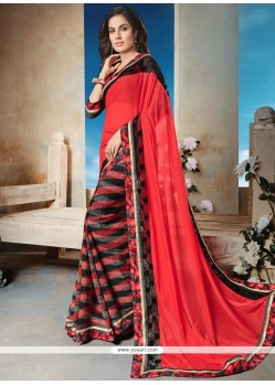 Print Work Faux Georgette Printed Saree