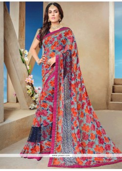 Faux Georgette Multi Colour Print Work Printed Saree