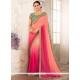 Faux Georgette Pink Patch Border Work Shaded Saree