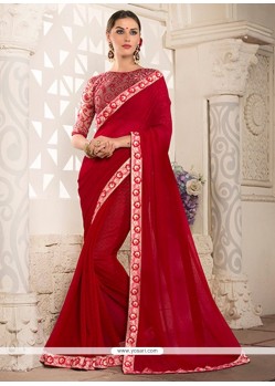 Patch Border Work Faux Georgette Classic Saree