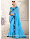 Faux Georgette Embroidered Work Classic Saree