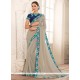 Grey Patch Border Work Faux Georgette Designer Saree