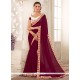 Maroon Embroidered Work Faux Georgette Classic Saree