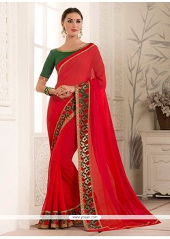 Embroidered Work Faux Georgette Classic Designer Saree