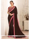 Faux Georgette Brown Classic Saree